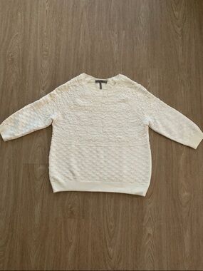 Halston Heritage Cream Textured Crewneck Sweater